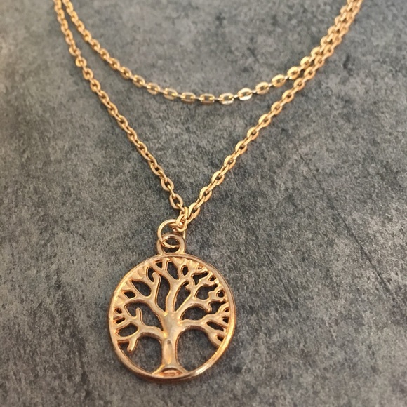 Tree of Life Double Layer Gold Toned Necklace. - Picture 7 of 8